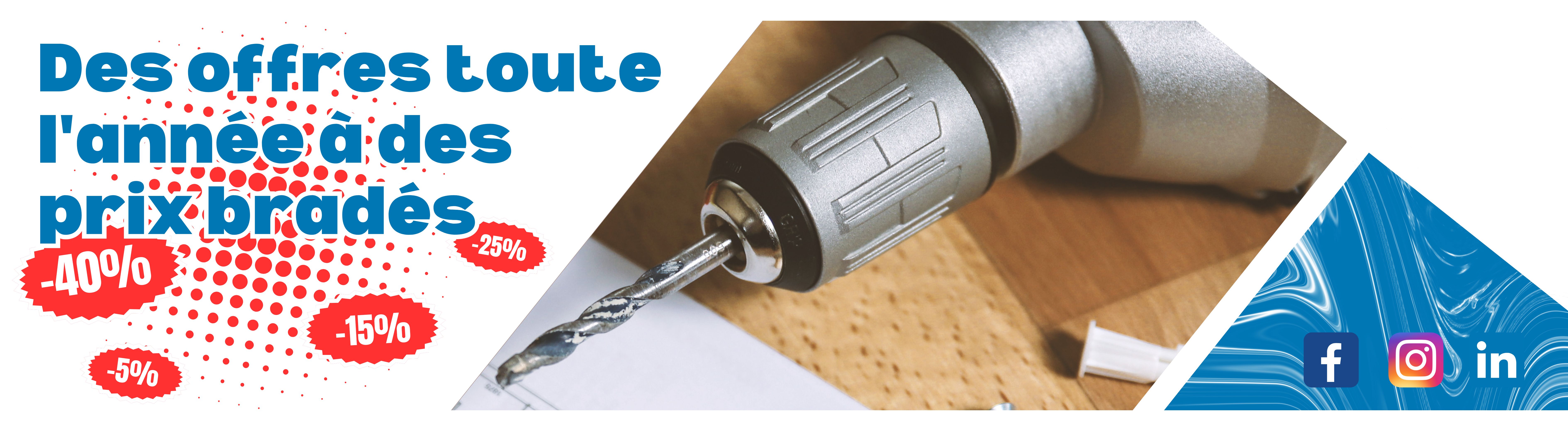 Image offre, outillages, produit du bâtiment, menuiserie, carrelage, sanitaire, chauffage, plomberie, tuile, couverture ...